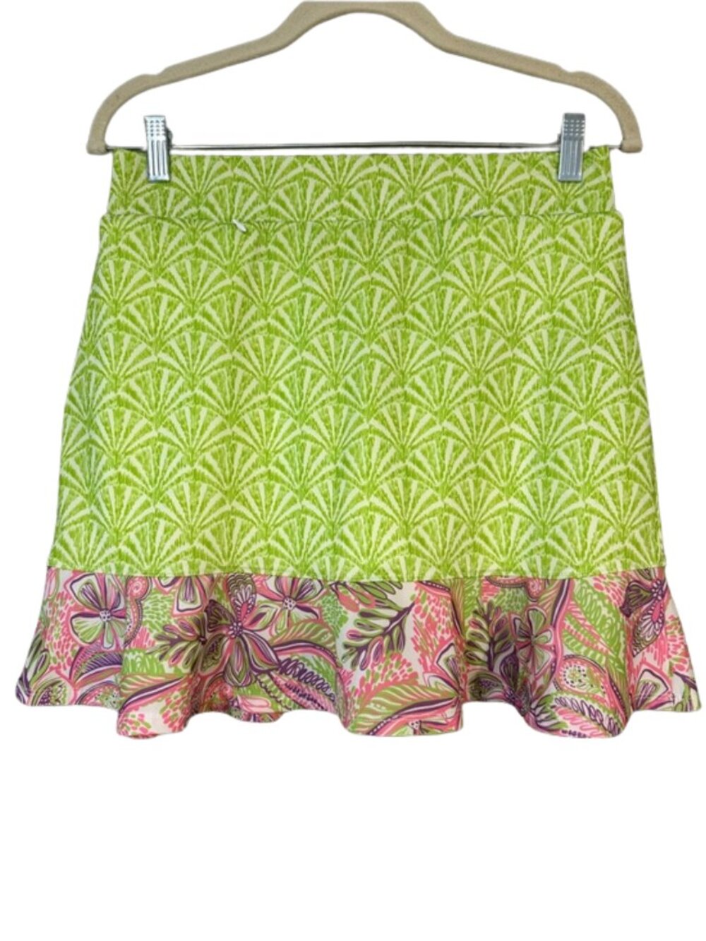 Stella Parker Golf Skort Small Green Pink Preppy Ruffle Hem Tennis Skirt